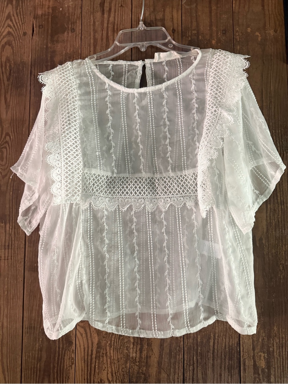Molly Green white lace panel blouse